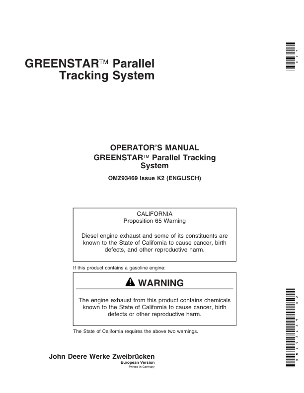 John Deere Greenstar Parallel Tracking Operator's Manual (OMZ93469)