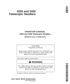 John Deere 3220 & 3420 Telescopic Handlers Operator's Manual (OMZ93533)