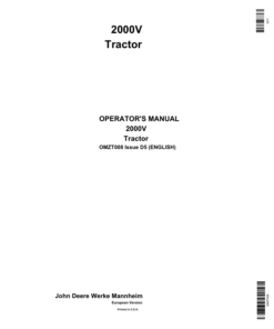 John Deere 2000V Tractor Operator's Manual (OMZT008)