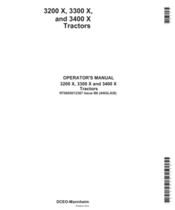 John Deere 3200X, 3300X & 3400X Tractors Operator's Manual (RT6005012387)