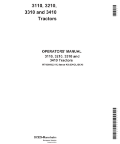 John Deere 3110, 3210, 3310 & 3410 Tractors Operator's Manual (RT6005023112)