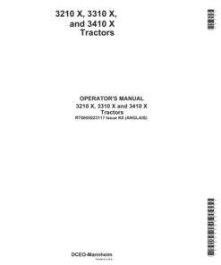 John Deere 3210X, 3310X & 3410X Tractors Operator's Manual (RT6005023117)