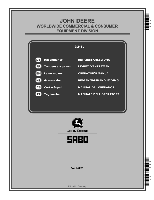 John Deere 32-EL (SA950) Lawn Mowers Operator's Manual (SAU14728)