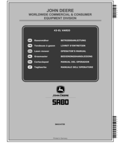 John Deere 43-EL VARIO (SA1453) Lawn Mowers Operator's Manual (SAU14735)