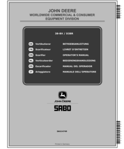 John Deere 38-BV, D38R Scarifiers Operator's Manual (SAU14749)