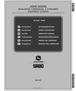 John Deere 45-220, D45C Scarifiers Operator's Manual (SAU14750)