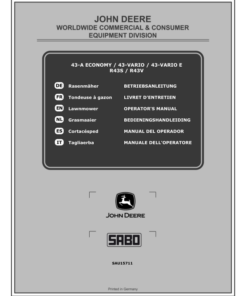 John Deere 43-A ECONOMY, 43-VARIO, 43-VARIO E, R43S, R43V Lawn Mowers Operator's Manual (SAU15711)