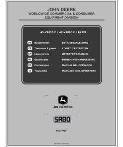 John Deere 43-VARIO E, 47-VARIO E, R43VE Lawn Mowers Operator's Manual (SAU15719)
