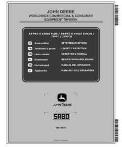 John Deere 54-PRO K VARIO PLUS, 54-PRO K VARIO B PLUS, JX90C, JX90CB Lawn Mowers Operator's Manual (SAU15734)