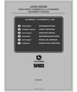 John Deere 43-COMPACT (SA201019), 43-COMPACT (SA204019), 43-COMPACT E (SA201119), R43 (SA206019) Lawn Mowers Operator's Manual (SAU16196)