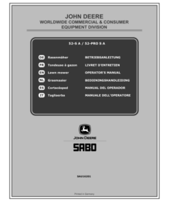 John Deere 52-S A and 52-PRO S A Lawn Mowers Operator's Manual (SAU16201)
