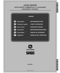 John Deere R54RVB Lawn Mowers (2018-2019) Operator's Manual (SAU16206)