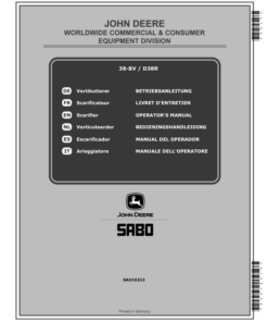 John Deere 38-BV (SA230820) & D38R (SA235820) Scarifiers Operator's Manual (SAU16213)