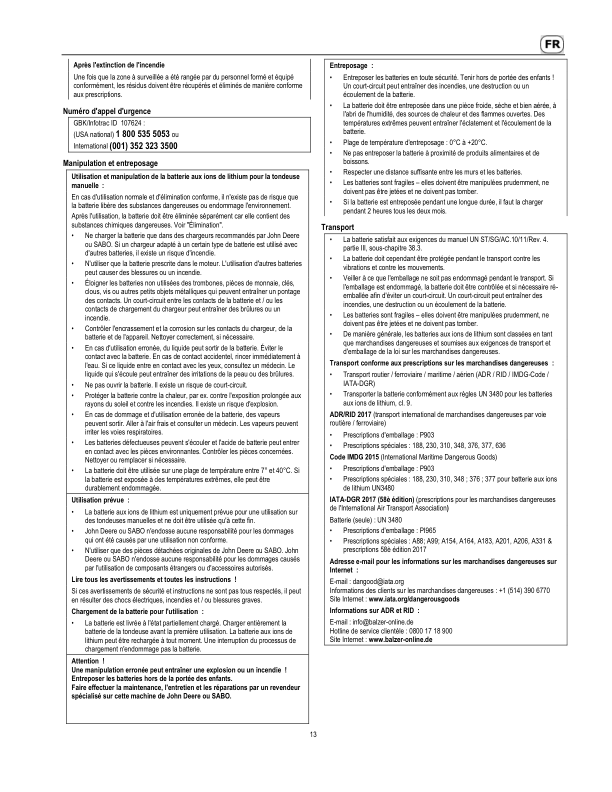John Deere 36-ACCU, 40-ACCU, 43-ACCU, R40B, R43B Lawn Mowers (2018-2019) Operator's Manual (SAU16377) - Image 2