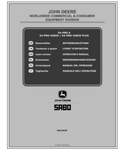 John Deere 54-PRO A (SA312520), 54-PRO VARIO (SA322520), 54-PRO VARIO PLUS (SA322820) Lawn Mowers (MY2019-MY2020) Operator's Manual (SAU16629)