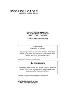 John Deere 335C Knuckleboom Loader Operator's Manuals (T226789)