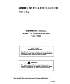 John Deere TJ30 Wheeled Feller Bunchers Operator's Manuals (TJ30WFB)