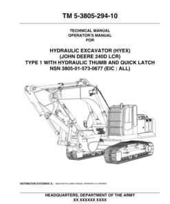 John Deere 240DLCR Excavators Operator's Manuals (TM5380529410)